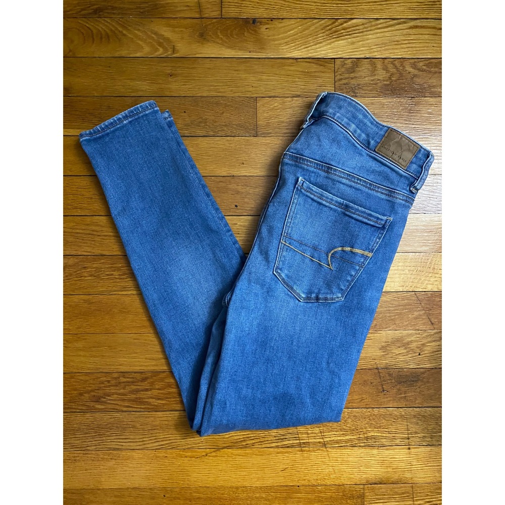 American Eagle Next Level Stretch Skinny Jeans Womens 8 Short Medium Wash Blue